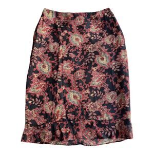TRISTAN & ISEUT Paisley Floral Print Knee Length Chiffon Canada Black Size 6 EUC